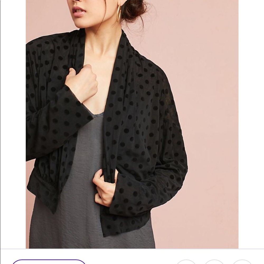 Anthropologie black jacket velvet polka dots